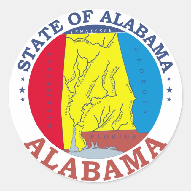 Alabama-Zeichen Runder Aufkleber (Vorderseite)