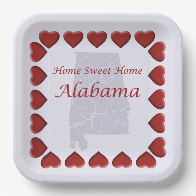 Alabama Zuhause Sweet Zuhause 9" Pappteller (Vorderseite)