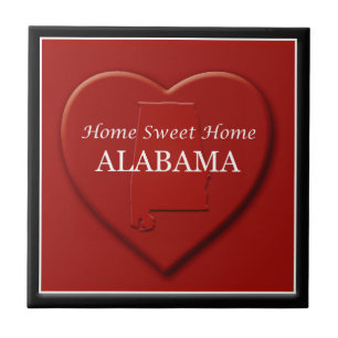 Alabama Zuhause Sweet Zuhause Heart Map Tile Fliese
