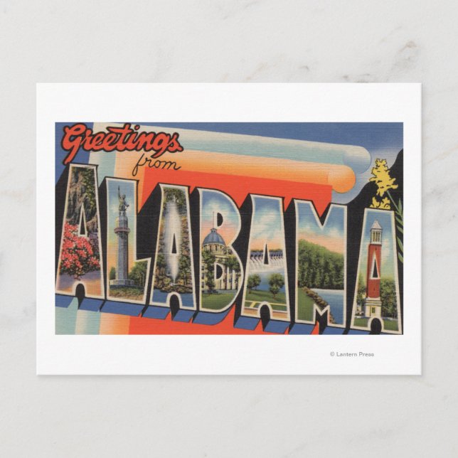 AlabamaGroße BuchstabenszenenAlabama Postkarte (Vorderseite)