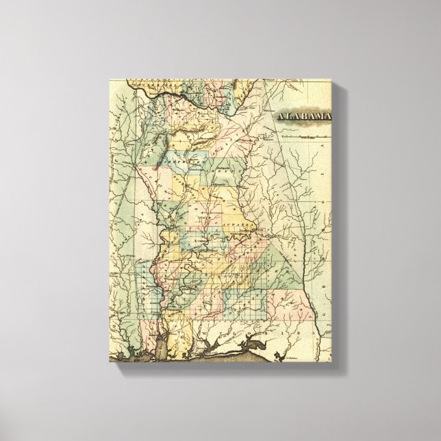 AlabamaPanorama Karte Alabama Leinwanddruck (Vorderseite)