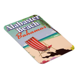 Alabaster Beach Bahamas Reiseplakat Magnet