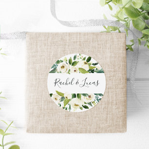 Alabaster   Botanische Hochzeit Runder Aufkleber