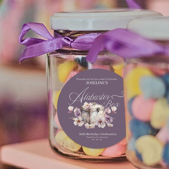 Alabaster Box Lila Geburtstag Runder Aufkleber (Von Creator hochgeladen)