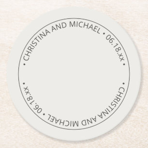 Alabaster ・ Einfache Hochzeit Runder Pappuntersetzer