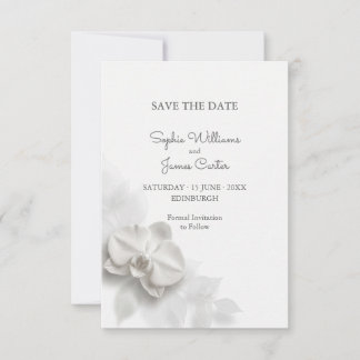 Alabaster & Elfenbein Weiße Orchidee Modern Minima Save The Date