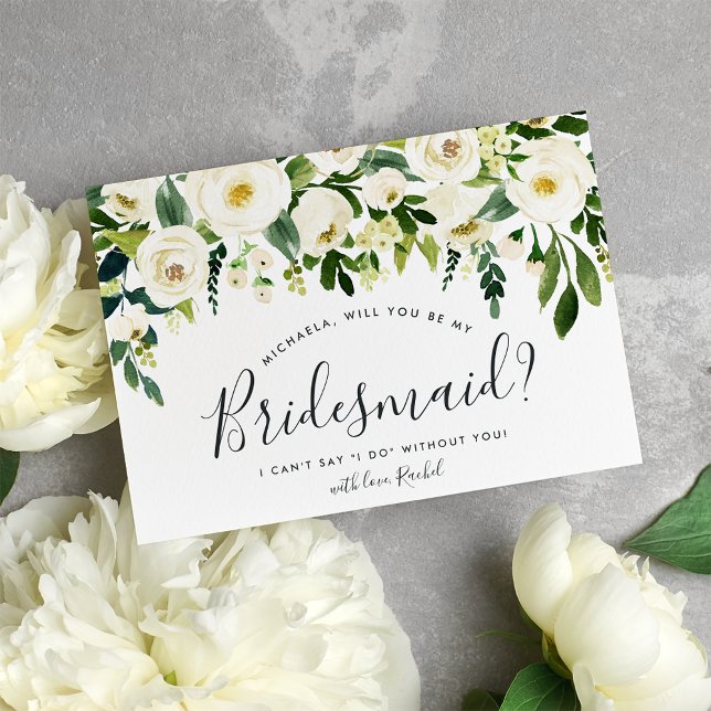 Alabaster Floral Be my Bridesmaid Card Einladung (Von Creator hochgeladen)