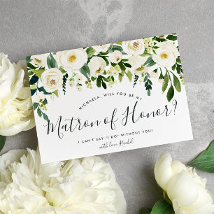 Alabaster Floral Be My Matron of Honor Card Einladung