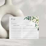 Alabaster Floral Rezept Card Postkarte<br><div class="desc">Grün und Elfenbein Aquarellkarte mit Blumenkohl,  die zu unseren eleganten Alabaster Blumendusche Einladungen passt.</div>