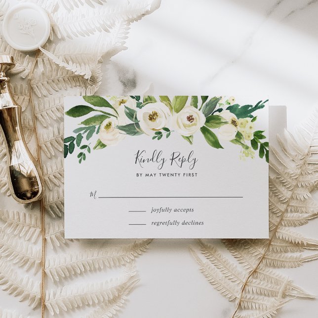 Alabaster Floral RSVP Card (Von Creator hochgeladen)