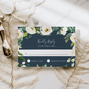 Alabaster Floral RSVP Card Karte