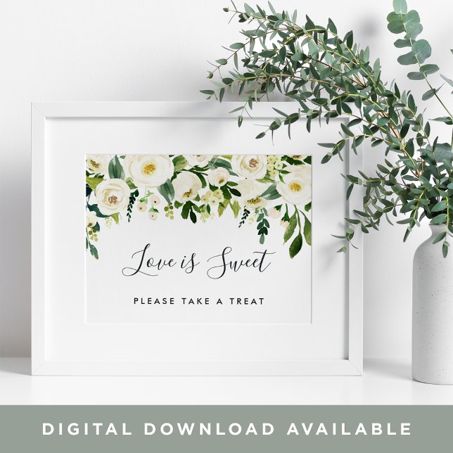 Alabaster Floral Wedding Dessert Bar Sign Poster (Von Creator hochgeladen)