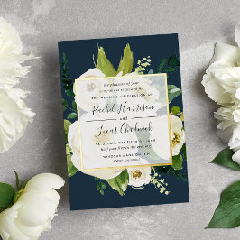 Alabaster Floral Wedding Gold Foil Einladung