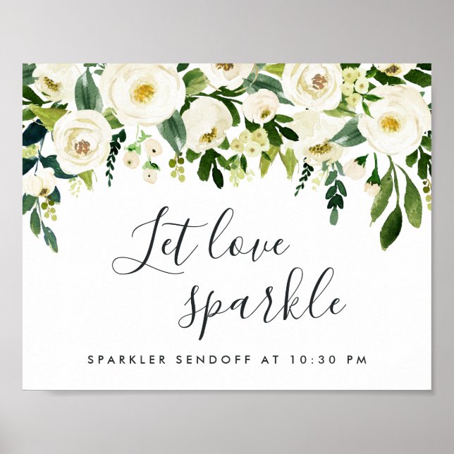 Alabaster Floral Wedding Sparker Sendoff Sign Poster (Vorne)