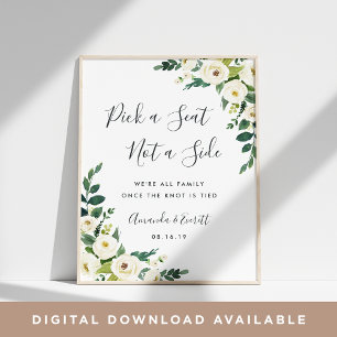 Alabaster Floral Wedding Zeremonie Sitzplatz Poster