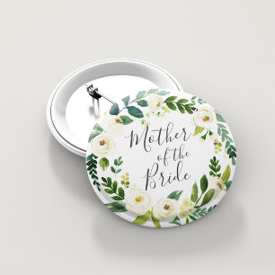 Alabaster Floral Wreath Mutter der Braut Button