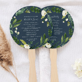 Alabaster Floral Wreath Wedding Program Fächer