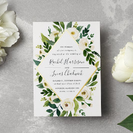 Alabaster | Hochzeitsarbeiten mit grünen und weiße Folieneinladung