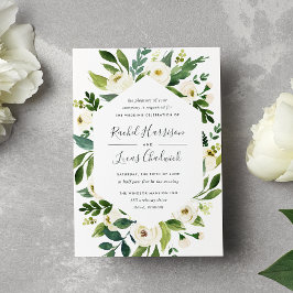 Alabaster | Hochzeitsarbeiten mit weißem Blumenrah Einladung
