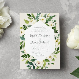 Alabaster | Hochzeitsarbeiten mit weißem Blumenrah Einladung