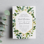 Alabaster | Hochzeitsarbeiten mit weißem Blumenrah Folieneinladung<br><div class="desc">Unsere Hochzeitseinladung Alabaster umgibt Ihre Hochzeitstage-Details mit einem modernen geometrischen Rahmen aus bemalten Aquarellen,  botanischem Blattwerk und Blume aus Rosen und Pinien. Die goldene Folie rundet das Design für einen luxuriösen Look ab.</div>