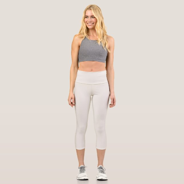 Alabaster Solid Plain Color Capri Leggings (Vorderseite)