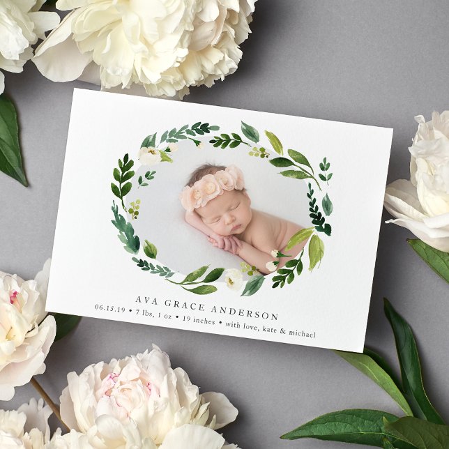 Alabaster Wreath Birth Ankündigung (Von Creator hochgeladen)