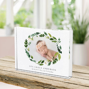 Alabaster Wreath Birth Stats Baby Foto Block