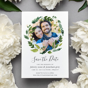 Alabaster Wreath   Foto Save the Date Karte