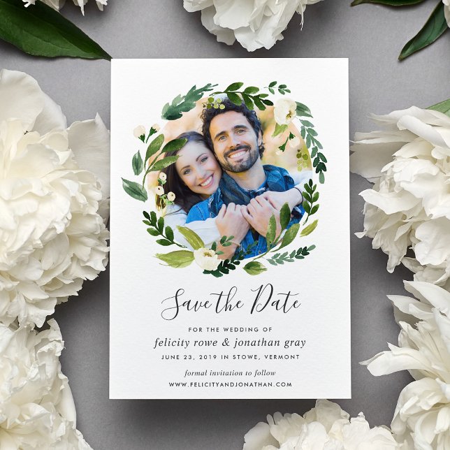 Alabaster Wreath | Foto Save the Date Karte (Von Creator hochgeladen)