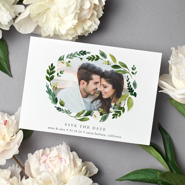 Alabaster Wreath Foto Save the Date-Karte Save The Date (Von Creator hochgeladen)