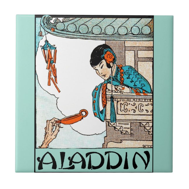 Aladdin Chinese Vintag Magic Lantern Fliese (Vorderseite)