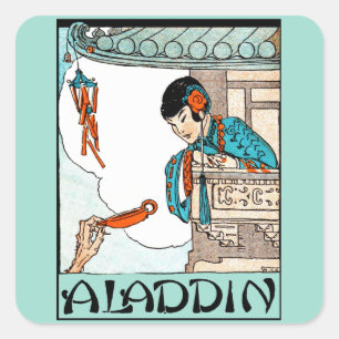 Aladdin chinesische Vintage-Laterne  Quadratischer Aufkleber