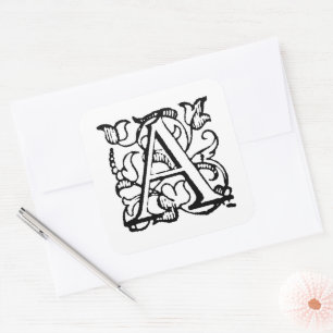 Aladdin O'Brien Monogramm Buchstabe A auf Weiß Quadratischer Aufkleber