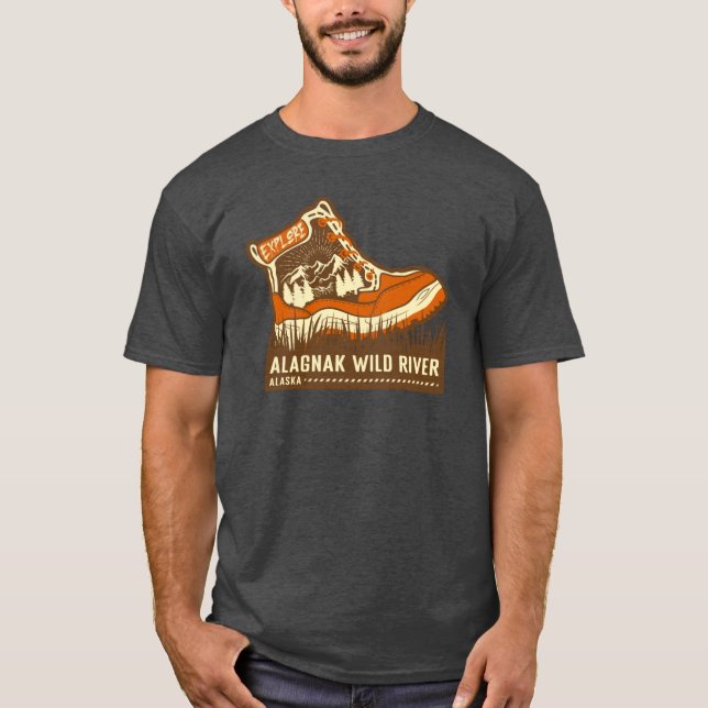 Alagnak Wild River Alaska Brown And Orange Hiking  T-Shirt (Vorderseite)