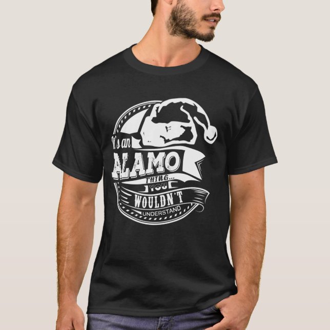 Alamo-Hat Xmas Personalisierter Name T-Shirt (Vorderseite)