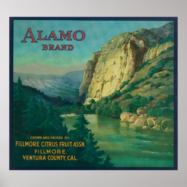 Alamo Orange LabelFillmore, CA Poster (Vorne)