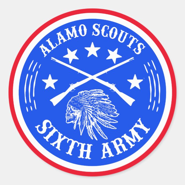ALAMO SCOUTS 6. ARMY-LOGO RUNDER AUFKLEBER (Vorderseite)