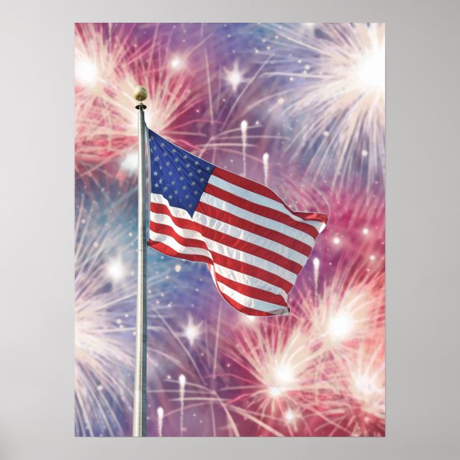 Alan Giana "Flag and Fireworks" Poster (Vorne)