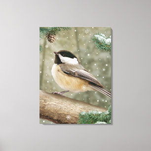 Alan Giana "Winter Chickadee" Canvas Print Leinwanddruck