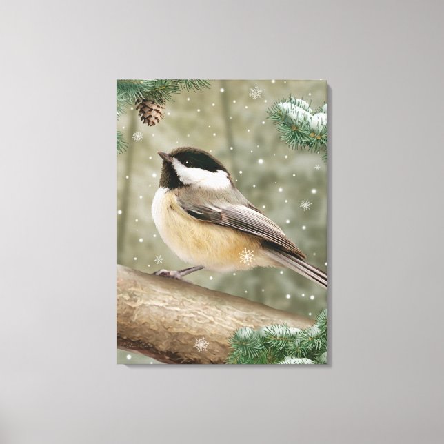 Alan Giana "Winter Chickadee" Canvas Print Leinwanddruck (Vorderseite)