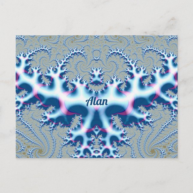 ALAN ~ Icy White and Blue 3D Fraktal Design ~ Postkarte (Vorderseite)