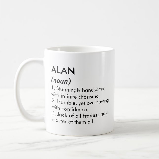Alan Name, Bearbeitbarer Name, Benutzerdefinierter Kaffeetasse (Links)