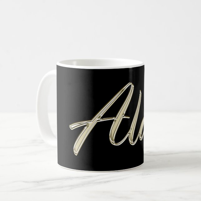 Alan Name whitegold Tasse Teetasse Kaffeetasse (Vorderseite Links)