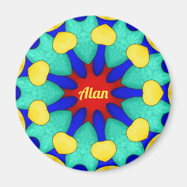 ALAN ~ Starrgrün Gelb ~ Atemberaubendes Design Magnet
