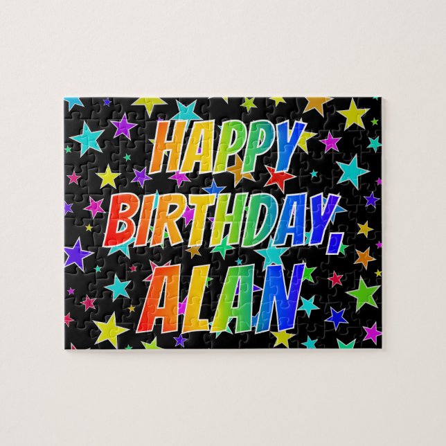 "ALAN" Vorname, Spaß "GLÜCKLICHER BIRTHTAG" Puzzle (Horizontal)