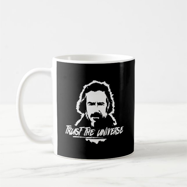 Alan Watts vertraut dem Universum Kaffeetasse (Links)
