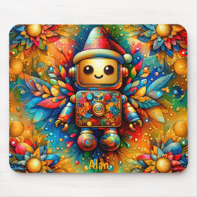 ALAN ~ Zany ROBOT Weihnachten Mousepad (Vorne)