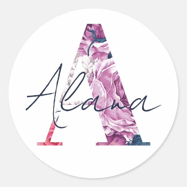 Alana Name Custom Sticker Girls Label Rosa (Vorderseite)