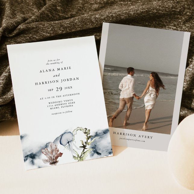 ALANA Tropical Ocean Coral Jelly Fish Beach Foto Einladung (Von Creator hochgeladen)